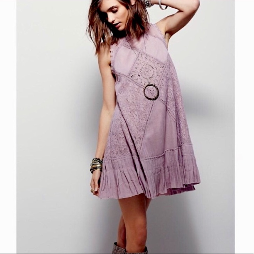 Free People One Angel Lace Dress - Elderberry